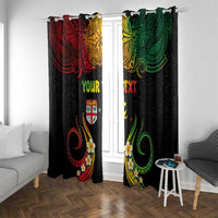 Personalised Malampa Fiji Day Window Curtain Polynesian Tattoo and Plumeria Reggae Color LT03 With Grommets Reggae - Polynesian Pride