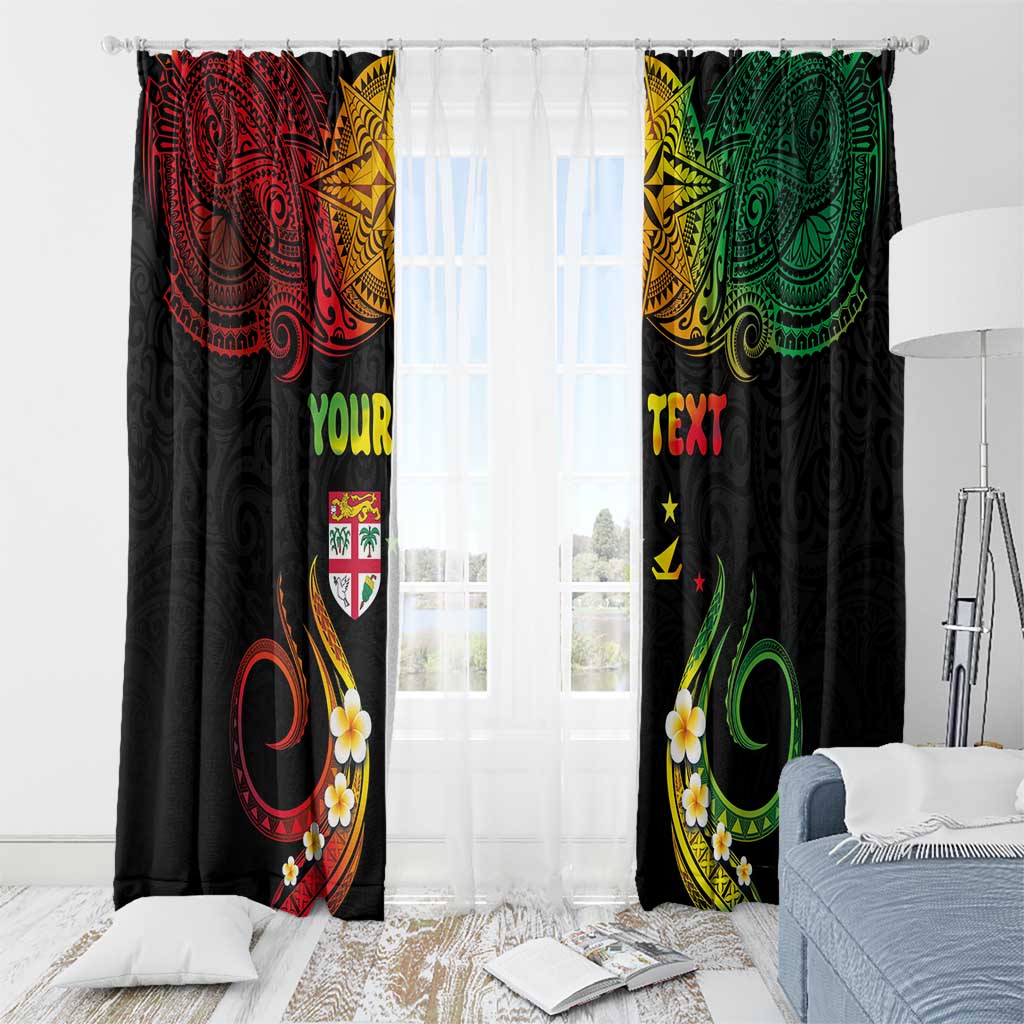 Personalised Malampa Fiji Day Window Curtain Polynesian Tattoo and Plumeria Reggae Color LT03 - Polynesian Pride