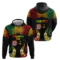 Personalised Malampa Fiji Day Zip Hoodie Polynesian Tattoo and Plumeria Reggae Color LT03 - Polynesian Pride