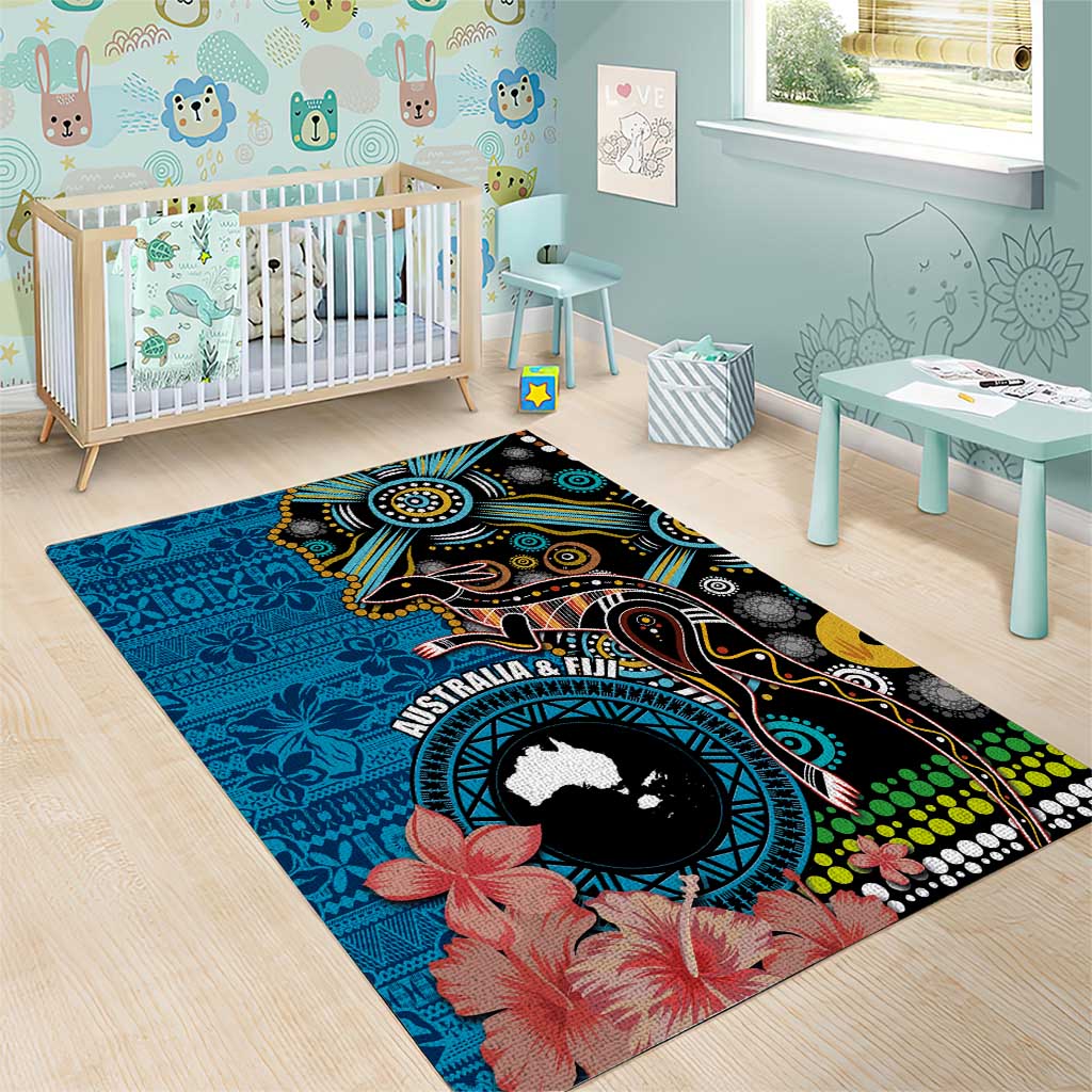 Fiji and Australia Kangaroos Area Rug Indigenous Aboriginal and Fijian Masi Tribal Tattoo LT03 - Polynesian Pride