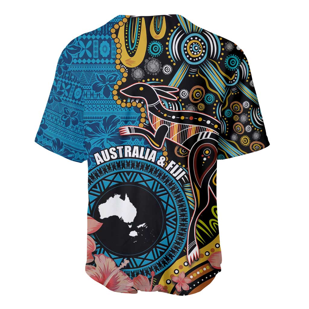 Fiji and Australia Kangaroos Baseball Jersey Indigenous Aboriginal and Fijian Masi Tribal Tattoo LT03 - Polynesian Pride