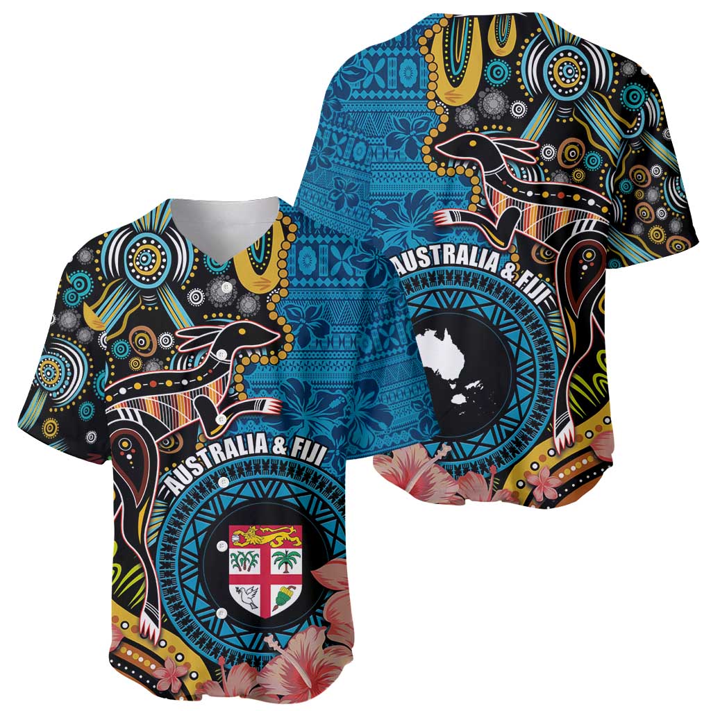 Fiji and Australia Kangaroos Baseball Jersey Indigenous Aboriginal and Fijian Masi Tribal Tattoo LT03 - Polynesian Pride