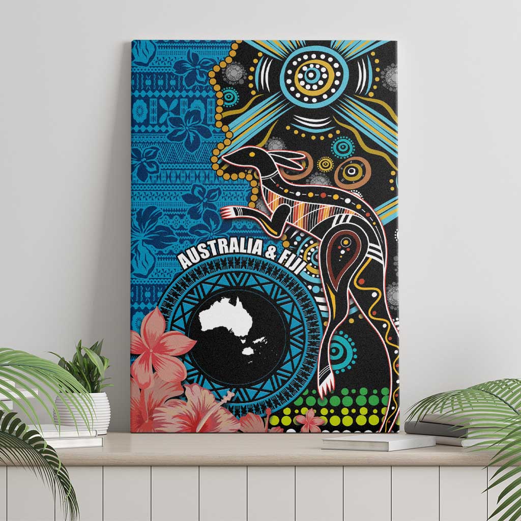 Fiji and Australia Kangaroos Canvas Wall Art Indigenous Aboriginal and Fijian Masi Tribal Tattoo LT03 - Polynesian Pride
