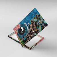 Fiji and Australia Kangaroos Canvas Wall Art Indigenous Aboriginal and Fijian Masi Tribal Tattoo LT03 With Frame Blue - Polynesian Pride