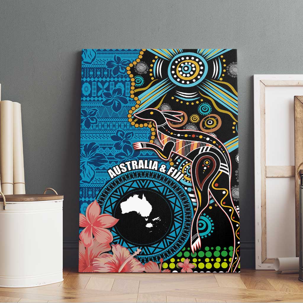 Fiji and Australia Kangaroos Canvas Wall Art Indigenous Aboriginal and Fijian Masi Tribal Tattoo LT03 - Polynesian Pride