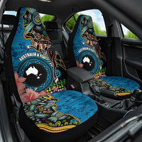 Fiji and Australia Kangaroos Car Seat Cover Indigenous Aboriginal and Fijian Masi Tribal Tattoo LT03 One Size Blue - Polynesian Pride