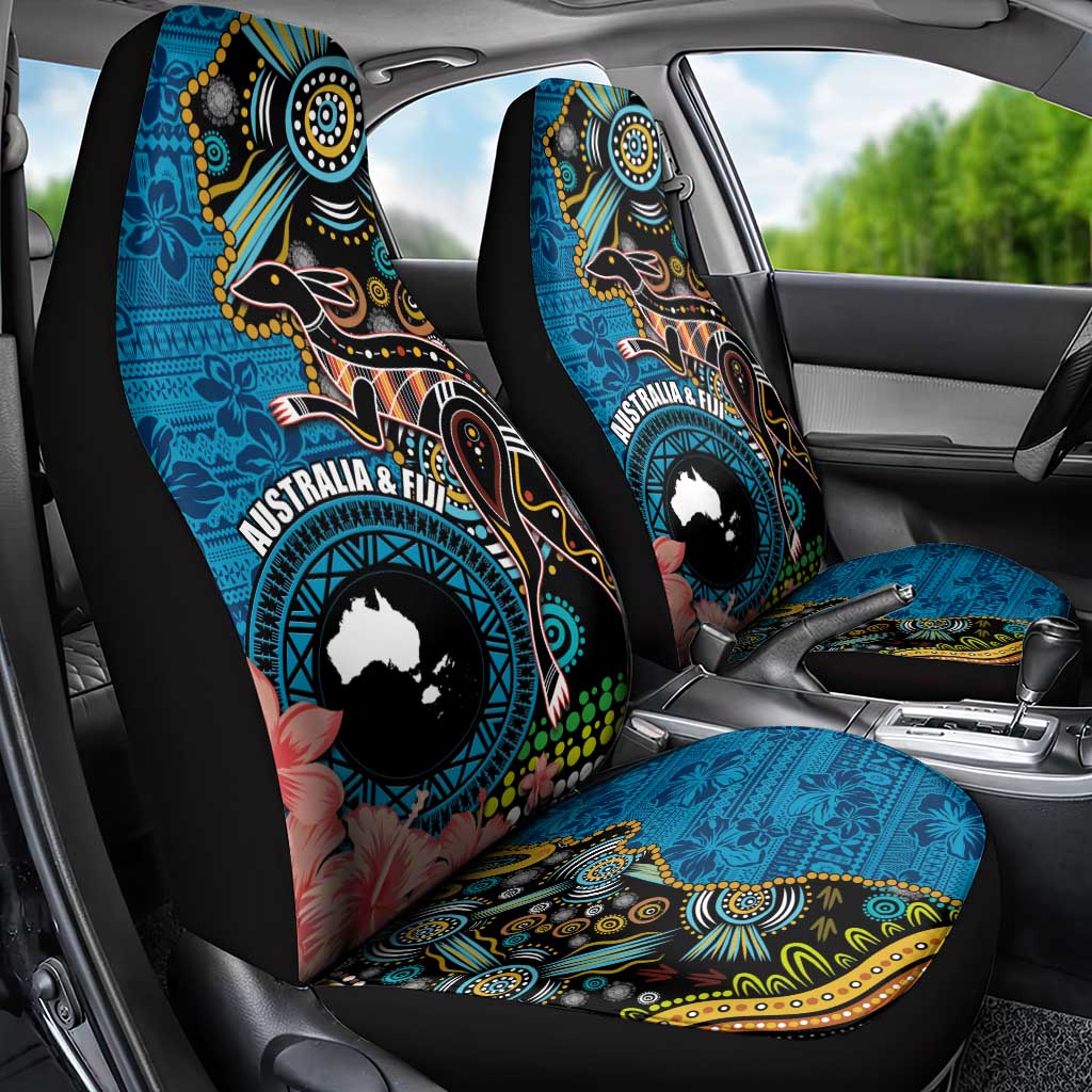 Fiji and Australia Kangaroos Car Seat Cover Indigenous Aboriginal and Fijian Masi Tribal Tattoo LT03 - Polynesian Pride