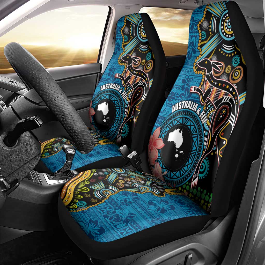 Fiji and Australia Kangaroos Car Seat Cover Indigenous Aboriginal and Fijian Masi Tribal Tattoo LT03 - Polynesian Pride