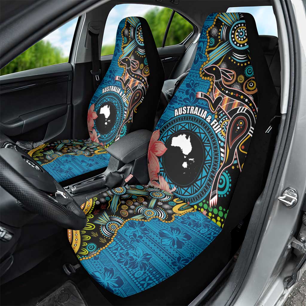 Fiji and Australia Kangaroos Car Seat Cover Indigenous Aboriginal and Fijian Masi Tribal Tattoo LT03 - Polynesian Pride