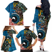 Fiji and Australia Kangaroos Family Matching Off The Shoulder Long Sleeve Dress and Hawaiian Shirt Indigenous Aboriginal and Fijian Masi Tribal Tattoo LT03 - Polynesian Pride