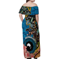 Fiji and Australia Kangaroos Family Matching Off Shoulder Maxi Dress and Hawaiian Shirt Indigenous Aboriginal and Fijian Masi Tribal Tattoo LT03 - Polynesian Pride