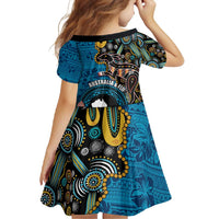 Fiji and Australia Kangaroos Family Matching Short Sleeve Bodycon Dress and Hawaiian Shirt Indigenous Aboriginal and Fijian Masi Tribal Tattoo LT03 - Polynesian Pride