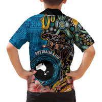 Fiji and Australia Kangaroos Family Matching Summer Maxi Dress and Hawaiian Shirt Indigenous Aboriginal and Fijian Masi Tribal Tattoo LT03 - Polynesian Pride