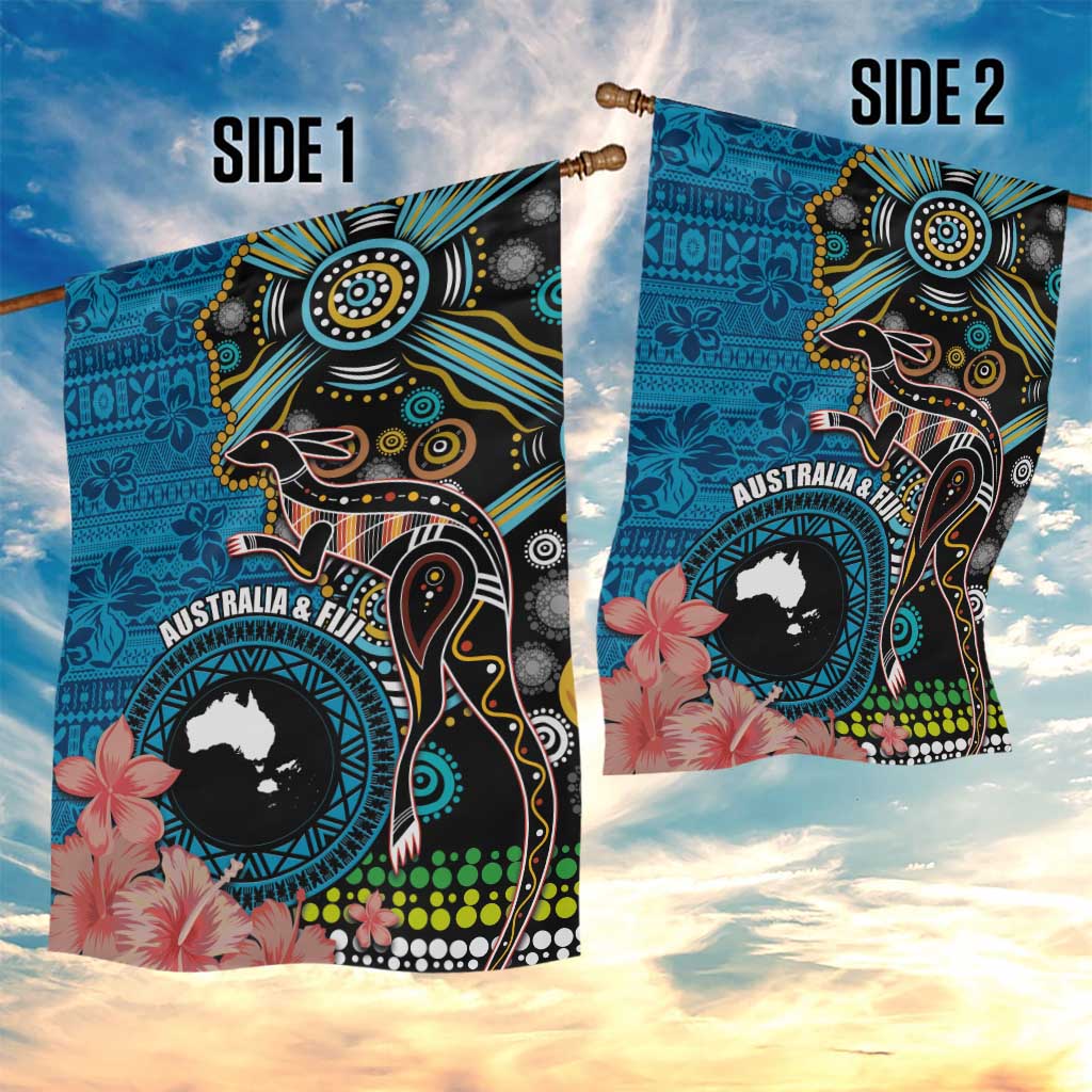 Fiji and Australia Kangaroos Garden Flag Indigenous Aboriginal and Fijian Masi Tribal Tattoo LT03 - Polynesian Pride