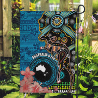 Fiji and Australia Kangaroos Garden Flag Indigenous Aboriginal and Fijian Masi Tribal Tattoo LT03 Garden Flag Blue - Polynesian Pride