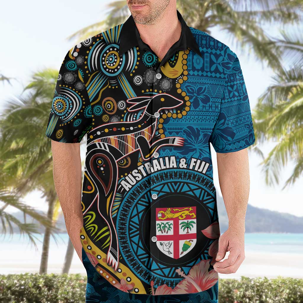 Fiji and Australia Kangaroos Hawaiian Shirt Indigenous Aboriginal and Fijian Masi Tribal Tattoo LT03 - Polynesian Pride