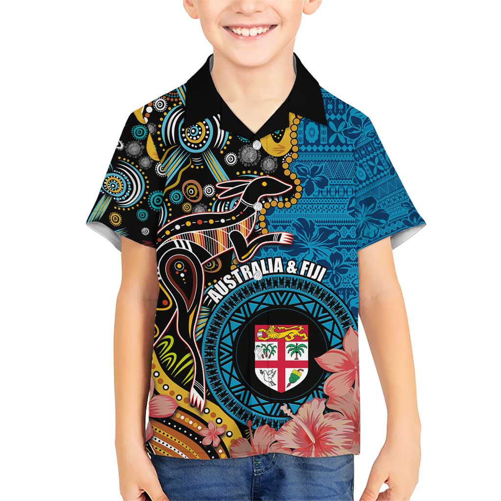 Fiji and Australia Kangaroos Hawaiian Shirt Indigenous Aboriginal and Fijian Masi Tribal Tattoo LT03 - Polynesian Pride