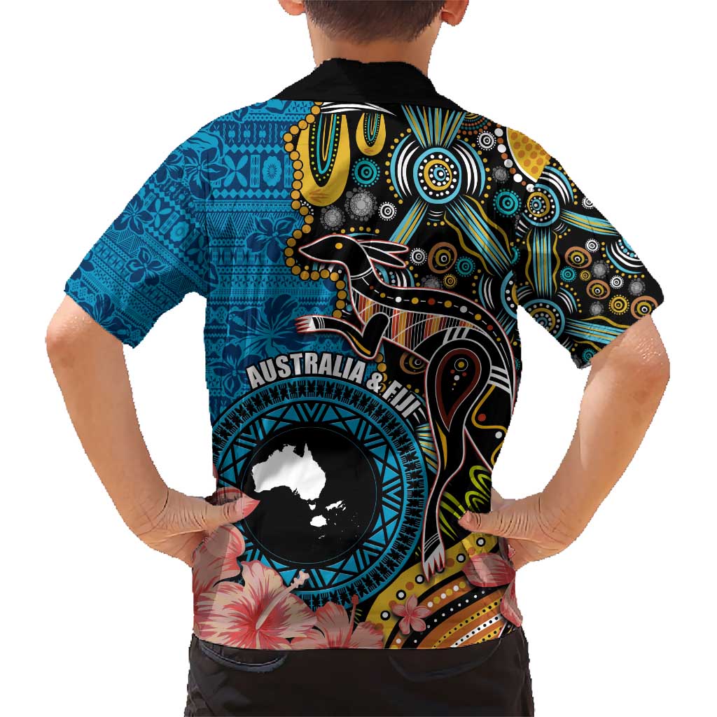 Fiji and Australia Kangaroos Hawaiian Shirt Indigenous Aboriginal and Fijian Masi Tribal Tattoo LT03 - Polynesian Pride