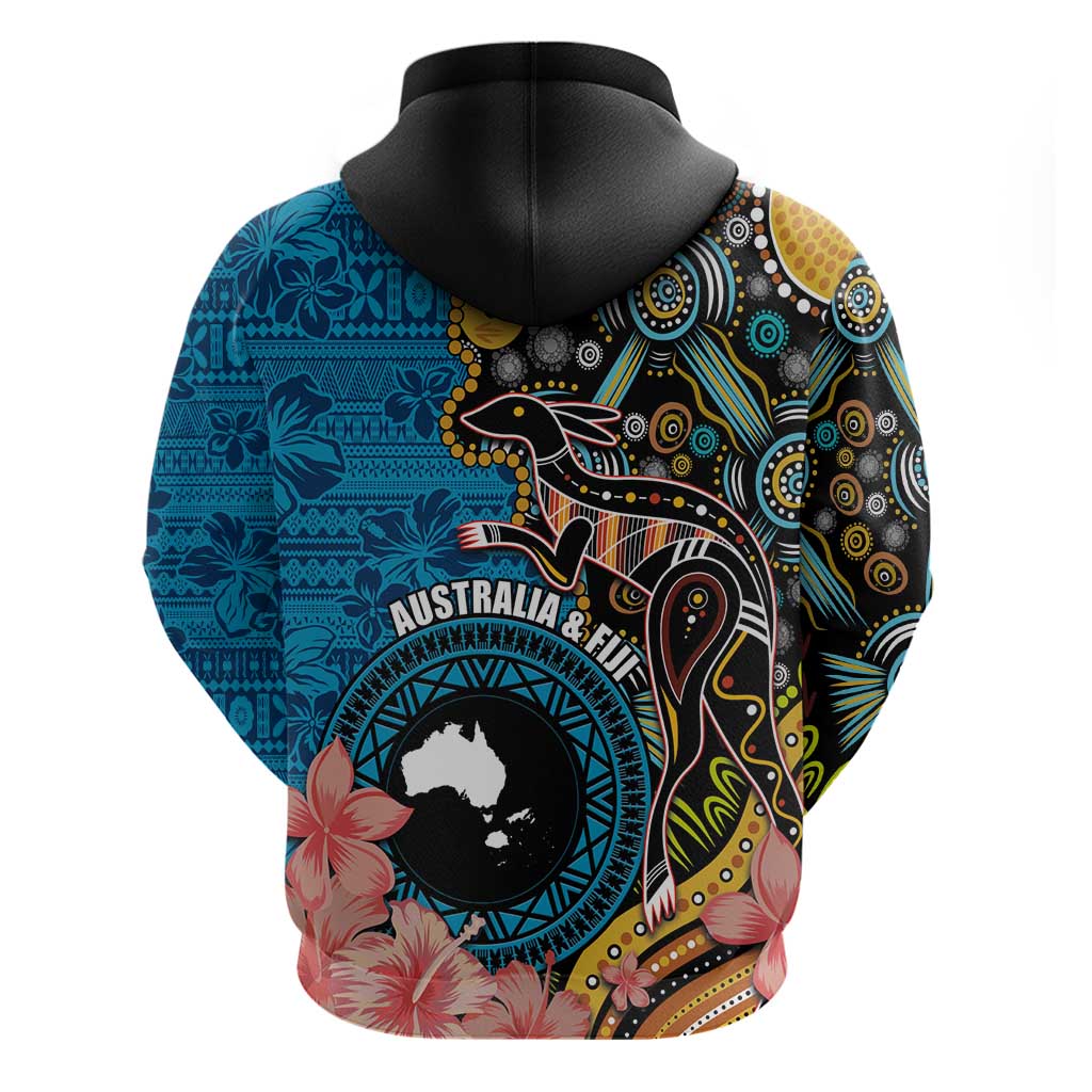 Fiji and Australia Kangaroos Hoodie Indigenous Aboriginal and Fijian Masi Tribal Tattoo LT03 - Polynesian Pride