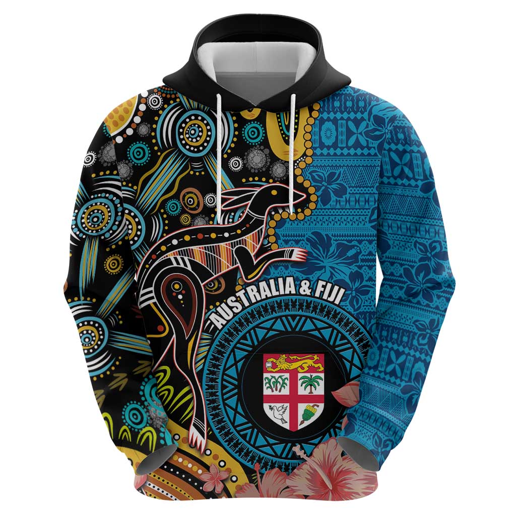 Fiji and Australia Kangaroos Hoodie Indigenous Aboriginal and Fijian Masi Tribal Tattoo LT03 - Polynesian Pride