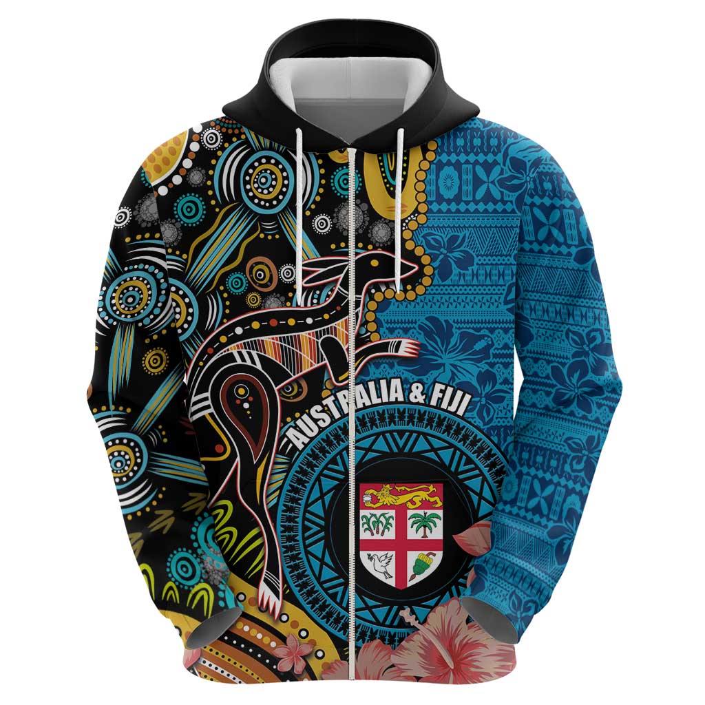 Fiji and Australia Kangaroos Hoodie Indigenous Aboriginal and Fijian Masi Tribal Tattoo LT03 - Polynesian Pride
