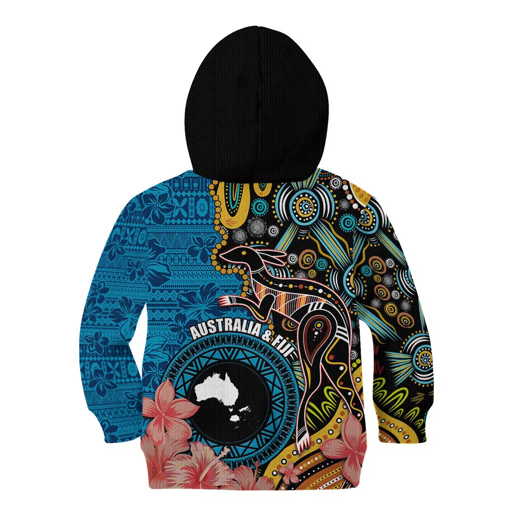 Fiji and Australia Kangaroos Kid Hoodie Indigenous Aboriginal and Fijian Masi Tribal Tattoo LT03 - Polynesian Pride