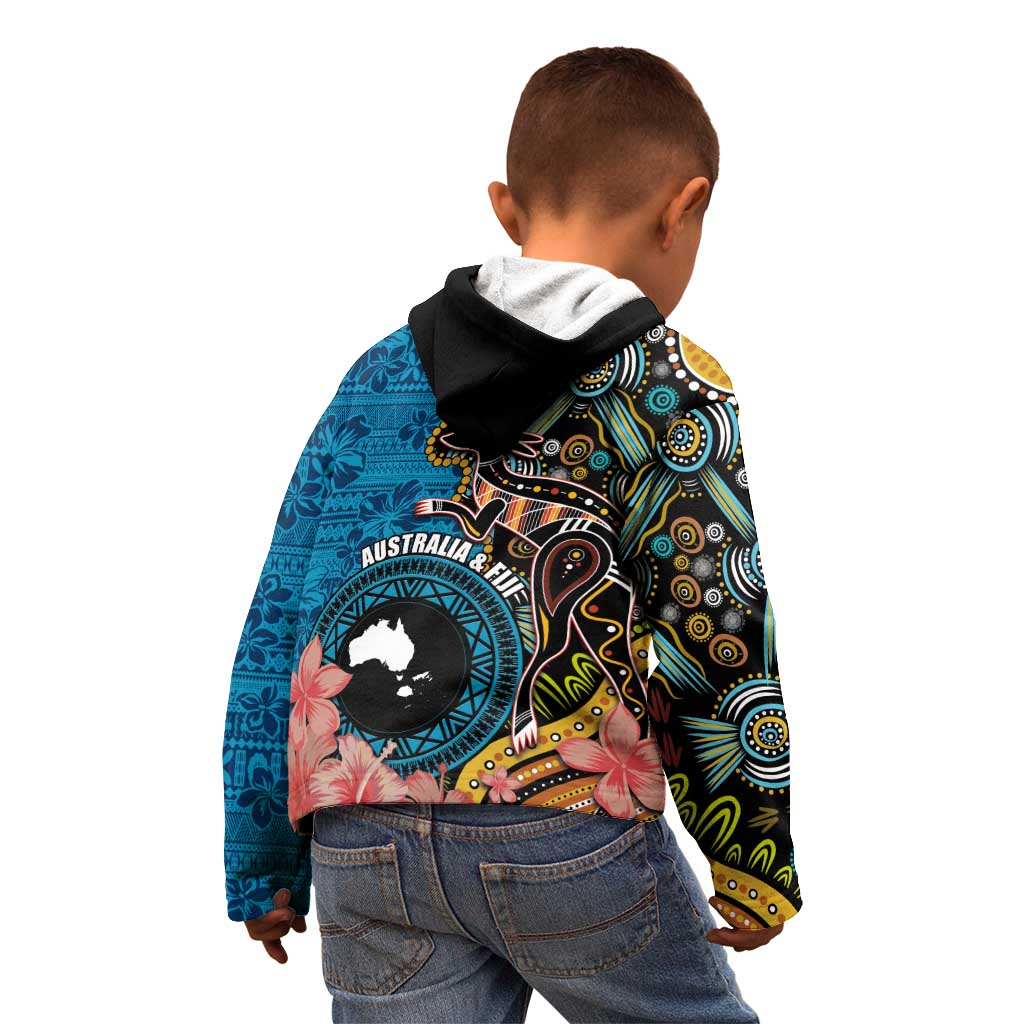 Fiji and Australia Kangaroos Kid Hoodie Indigenous Aboriginal and Fijian Masi Tribal Tattoo LT03 - Polynesian Pride