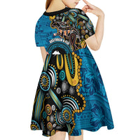 Fiji and Australia Kangaroos Kid Short Sleeve Dress Indigenous Aboriginal and Fijian Masi Tribal Tattoo LT03 - Polynesian Pride