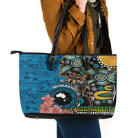 Fiji and Australia Kangaroos Leather Tote Bag Indigenous Aboriginal and Fijian Masi Tribal Tattoo LT03 - Polynesian Pride