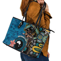 Fiji and Australia Kangaroos Leather Tote Bag Indigenous Aboriginal and Fijian Masi Tribal Tattoo LT03 - Polynesian Pride