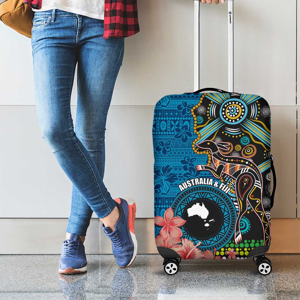 Fiji and Australia Kangaroos Luggage Cover Indigenous Aboriginal and Fijian Masi Tribal Tattoo LT03 - Polynesian Pride