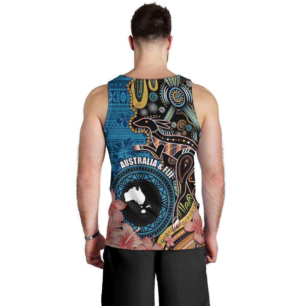 Fiji and Australia Kangaroos Men Tank Top Indigenous Aboriginal and Fijian Masi Tribal Tattoo LT03 - Polynesian Pride