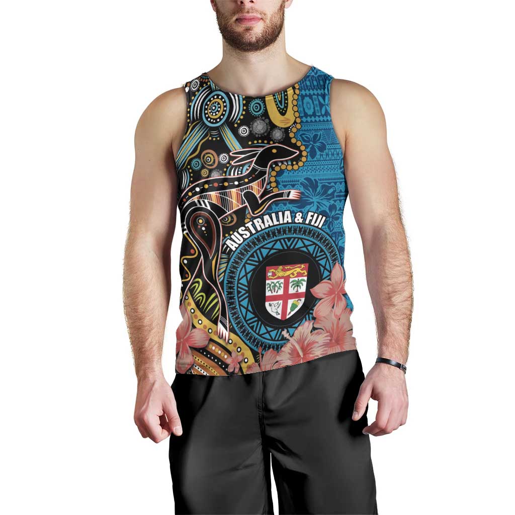 Fiji and Australia Kangaroos Men Tank Top Indigenous Aboriginal and Fijian Masi Tribal Tattoo LT03 - Polynesian Pride