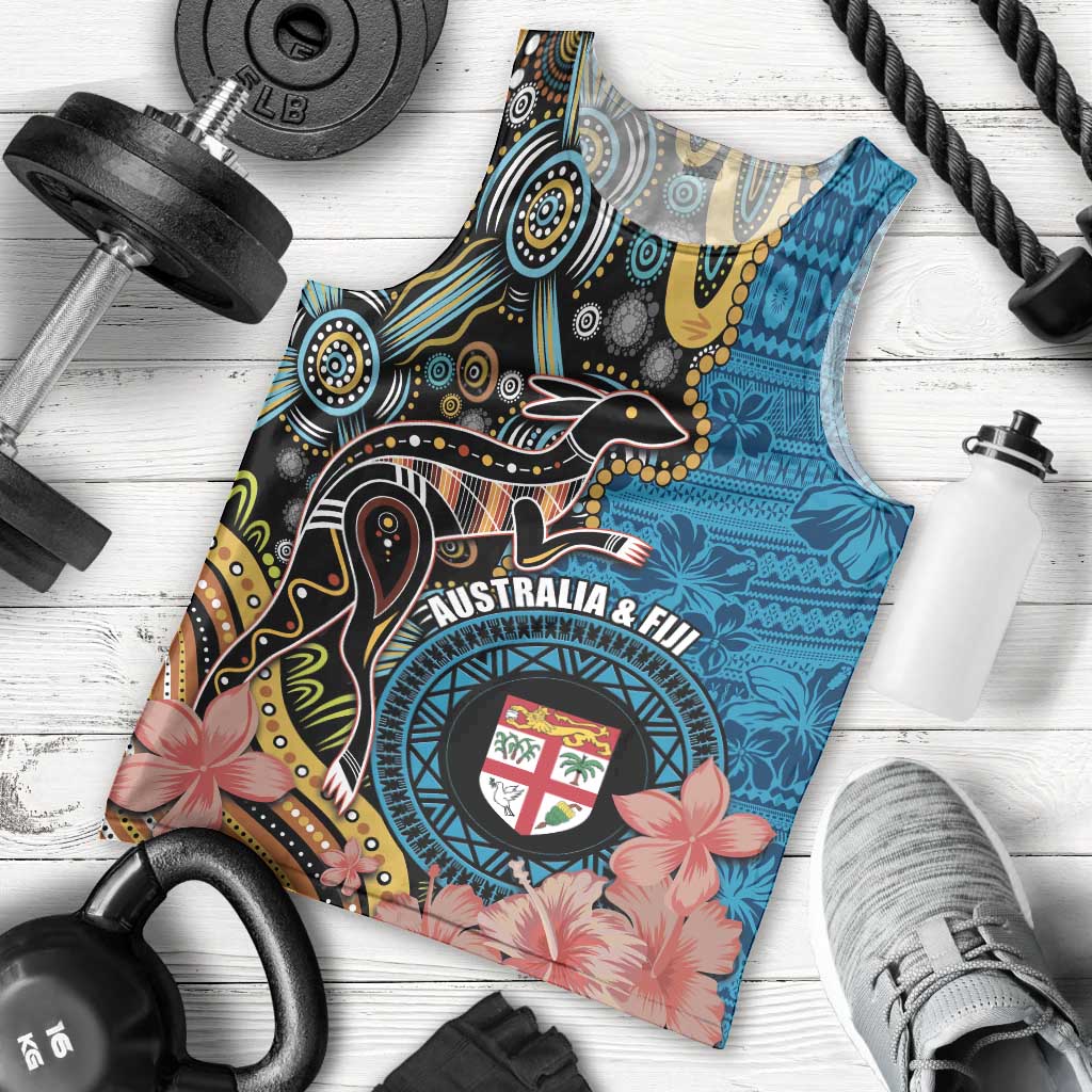 Fiji and Australia Kangaroos Men Tank Top Indigenous Aboriginal and Fijian Masi Tribal Tattoo LT03 - Polynesian Pride