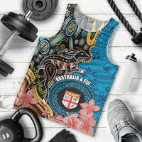 Fiji and Australia Kangaroos Men Tank Top Indigenous Aboriginal and Fijian Masi Tribal Tattoo LT03 - Polynesian Pride