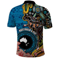 Fiji and Australia Kangaroos Polo Shirt Indigenous Aboriginal and Fijian Masi Tribal Tattoo LT03 - Polynesian Pride