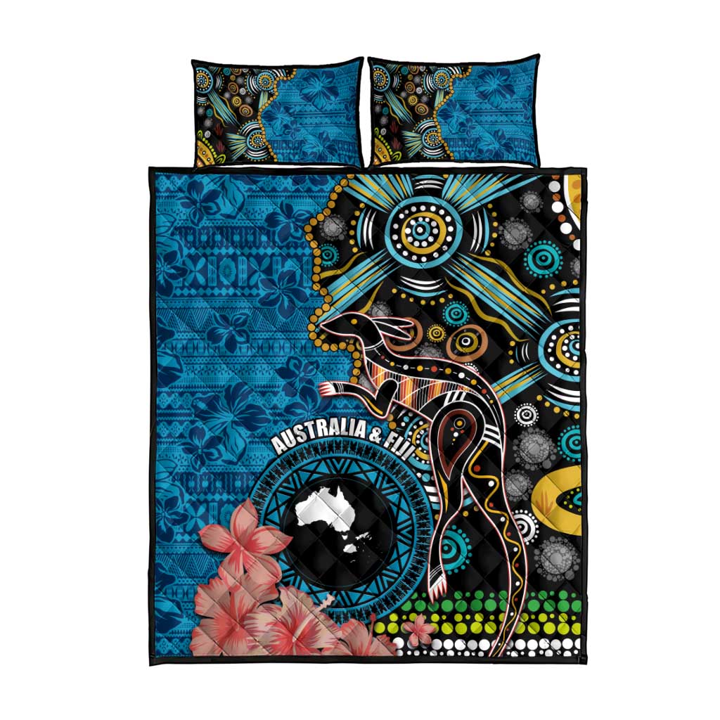 Fiji and Australia Kangaroos Quilt Bed Set Indigenous Aboriginal and Fijian Masi Tribal Tattoo LT03 - Polynesian Pride