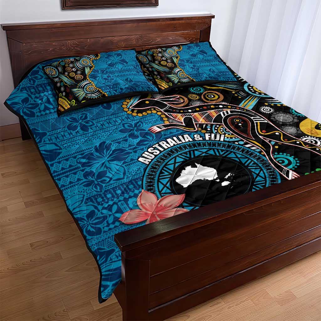 Fiji and Australia Kangaroos Quilt Bed Set Indigenous Aboriginal and Fijian Masi Tribal Tattoo LT03 - Polynesian Pride
