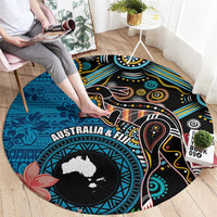 Fiji and Australia Kangaroos Round Carpet Indigenous Aboriginal and Fijian Masi Tribal Tattoo LT03 - Polynesian Pride