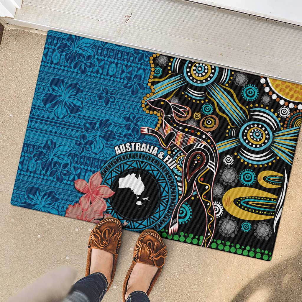 Fiji and Australia Kangaroos Rubber Doormat Indigenous Aboriginal and Fijian Masi Tribal Tattoo LT03 - Polynesian Pride