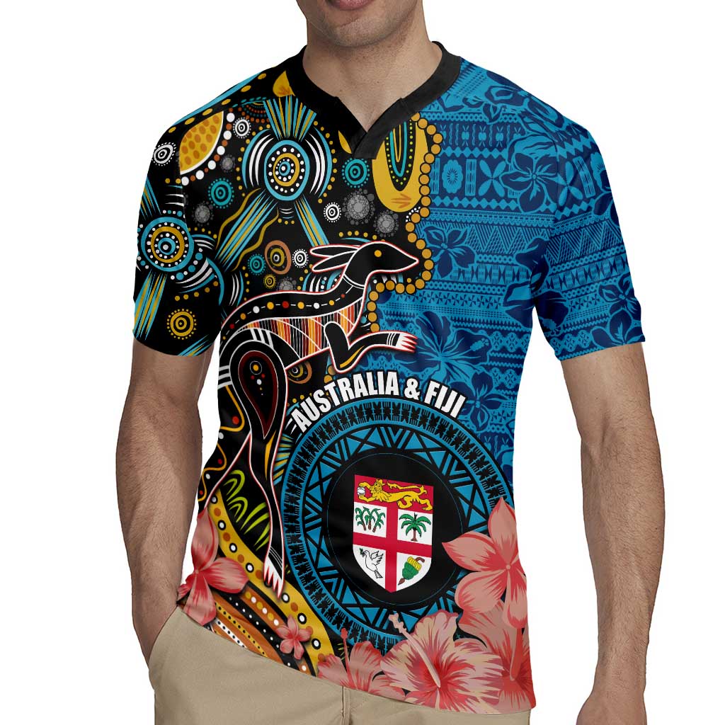 Fiji and Australia Kangaroos Rugby Jersey Indigenous Aboriginal and Fijian Masi Tribal Tattoo LT03 - Polynesian Pride