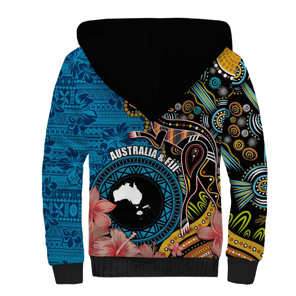 Fiji and Australia Kangaroos Sherpa Hoodie Indigenous Aboriginal and Fijian Masi Tribal Tattoo LT03 - Polynesian Pride