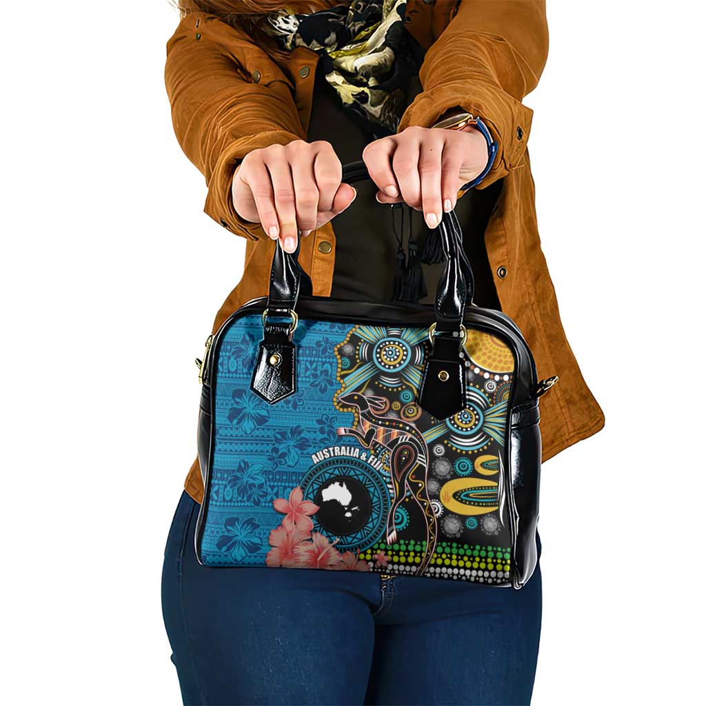 Fiji and Australia Kangaroos Shoulder Handbag Indigenous Aboriginal and Fijian Masi Tribal Tattoo LT03 One Size Blue - Polynesian Pride