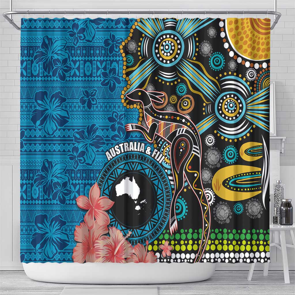 Fiji and Australia Kangaroos Shower Curtain Indigenous Aboriginal and Fijian Masi Tribal Tattoo LT03 - Polynesian Pride