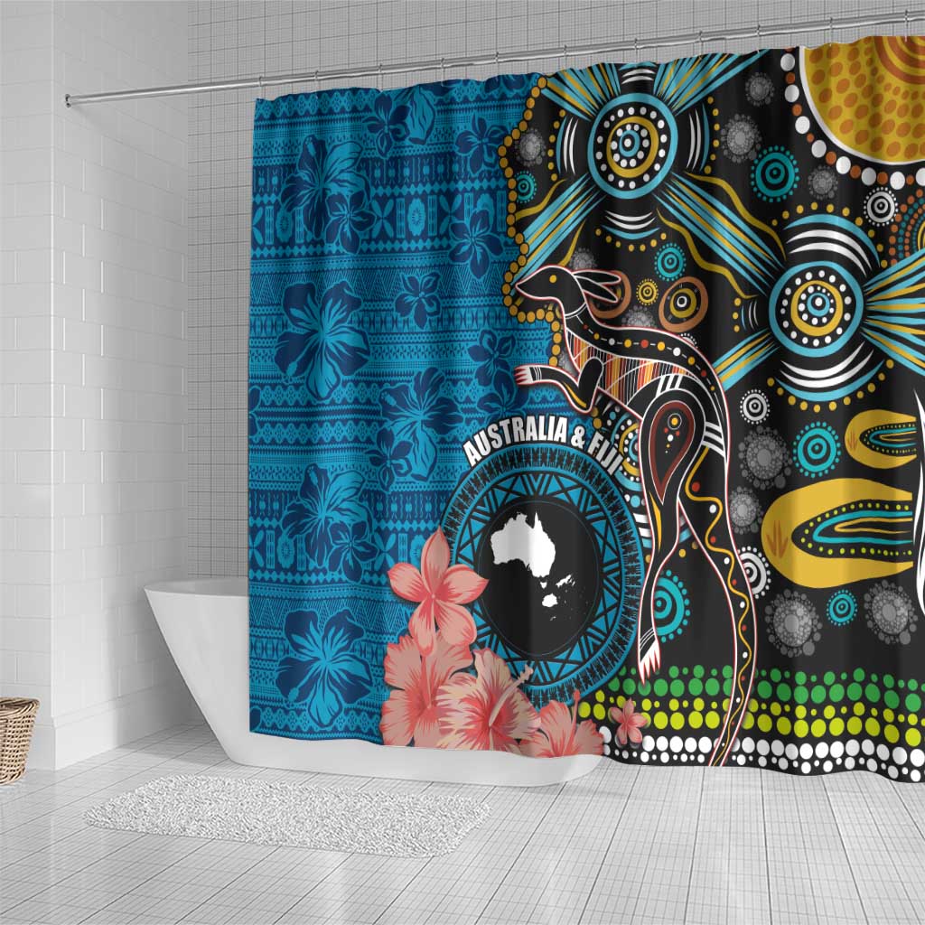 Fiji and Australia Kangaroos Shower Curtain Indigenous Aboriginal and Fijian Masi Tribal Tattoo LT03 - Polynesian Pride