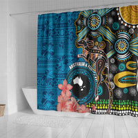 Fiji and Australia Kangaroos Shower Curtain Indigenous Aboriginal and Fijian Masi Tribal Tattoo LT03 - Polynesian Pride