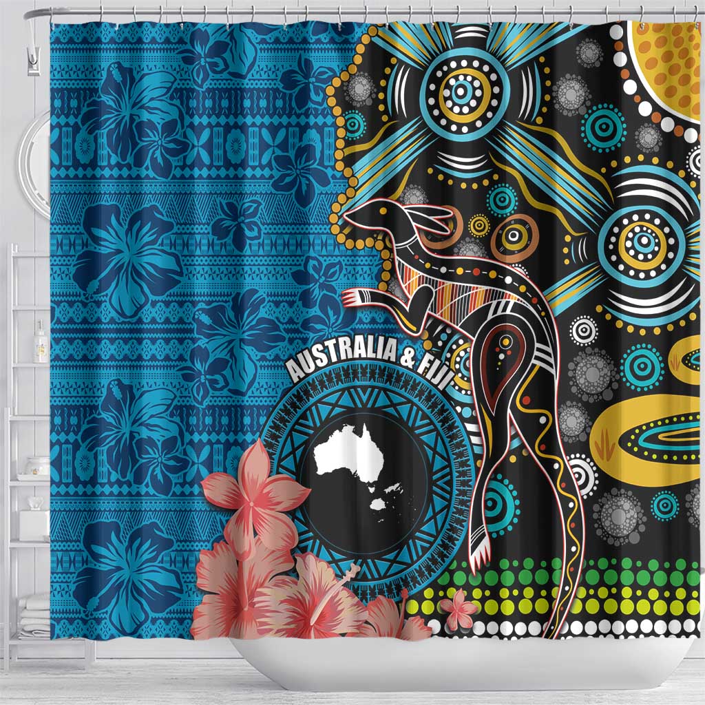 Fiji and Australia Kangaroos Shower Curtain Indigenous Aboriginal and Fijian Masi Tribal Tattoo LT03 - Polynesian Pride
