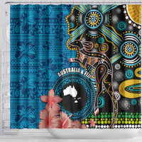 Fiji and Australia Kangaroos Shower Curtain Indigenous Aboriginal and Fijian Masi Tribal Tattoo LT03 - Polynesian Pride