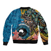 Fiji and Australia Kangaroos Sleeve Zip Bomber Jacket Indigenous Aboriginal and Fijian Masi Tribal Tattoo LT03 - Polynesian Pride