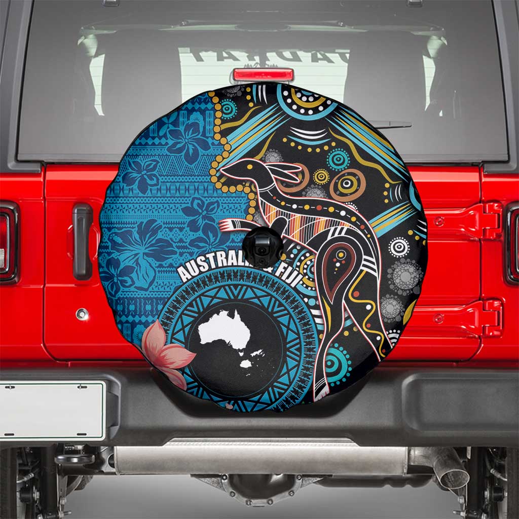 Fiji and Australia Kangaroos Spare Tire Cover Indigenous Aboriginal and Fijian Masi Tribal Tattoo LT03 - Polynesian Pride